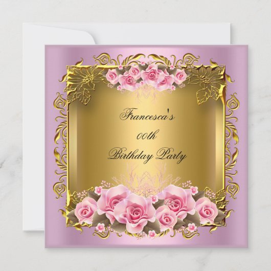 Invitation Jolie rose Roses Gold fête d'anniversaire (Devant)