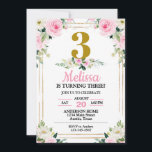 Invitation Jolie rose Roses N'importe quel âge fête d'anniver<br><div class="desc">Joli pastel floral couleurs n'importe quel âge anniversaire invitation,  changer le texte vous-même lorsque vous commandez</div>