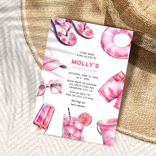 Invitation Jolie Rose Summer Girl Anniversaire