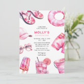 Invitation Jolie Rose Summer Girl Anniversaire (Debout devant)