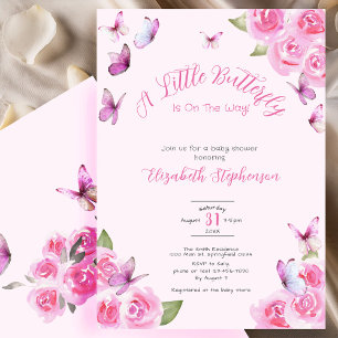 Invitation Jolie Rose Un Petit Papillon Baby Shower