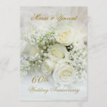 Invitation Jolie roses blanches 60e anniversaire de Mariage<br><div class="desc">Superbes roses blanches et respiration du bébé 50e anniversaire Mariage Invitation. L'affranchissement correspondant est indiqué ci-dessous :</div>