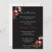 Invitation Jolie Roses Rouges Étoiles Étincelantes Hautes Tal (Dos)