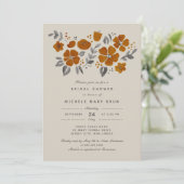 Invitation Jolie rouille orange brûlée Fête des mariées flora (Debout devant)