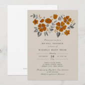 Invitation Jolie rouille orange brûlée Fête des mariées flora (Devant / Derrière)