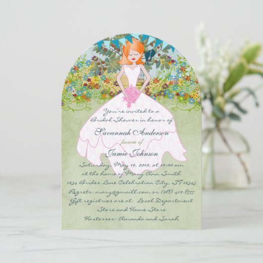 Invitation Jolie Rousse Auburn Mariée Shower Bohème (Debout devant)