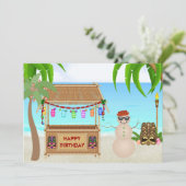Invitation Jolie Sable Snowman Plage d'hiver Anniversaire (Debout devant)