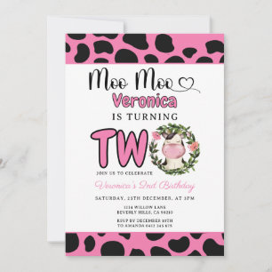 Invitation Jolie Sainte Vache Meuh Meuh 2ème Fête d'Anniversa