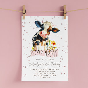Invitation Jolie Sainte Vache Rose 2ème Anniversaire