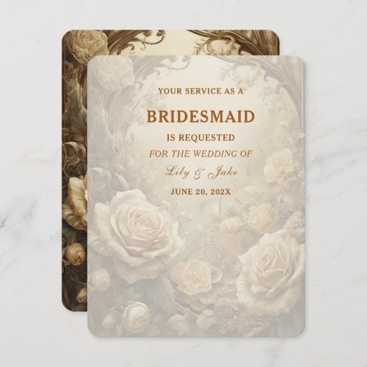 Invitation Jolie serveuse Rose (Devant / Derrière)