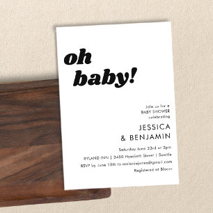 Invitation Jolie Simple Fond Blanc Moderne Oh Baby Shower