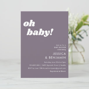 Invitation Jolie Simple Poussiéreux Violet Moderne Oh Baby Sh