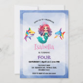 Invitation Jolie Sirène requin arc-en-ciel fête d'anniversair (Devant)