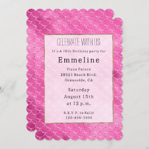 Invitation Jolie sirène rose fille