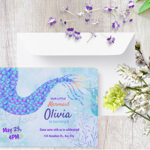 Invitation Jolie sirène sous la mer Anniversaire magique