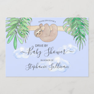 Invitation Jolie Sloth Baby Boy Blue Drive Par Baby shower