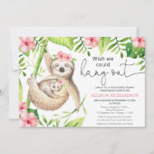 Invitation Jolie Sloth baby shower virtuel fille tropicale ro (Devant)