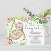 Invitation Jolie Sloth baby shower virtuel fille tropicale ro (Debout devant)