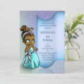 Invitation Jolie soirée d'anniversaire de la princesse afro-a (Debout devant)