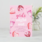 Invitation Jolie Soirée d'anniversaire rose Filles (Debout devant)