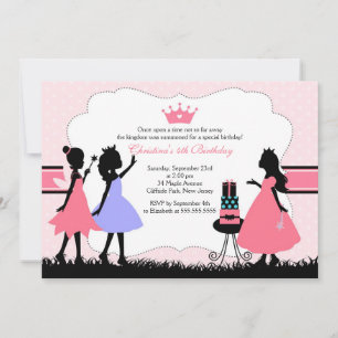 Invitation Jolie soirée d'anniversaire Silhouette Pink Prince