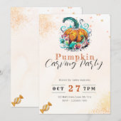 Invitation Jolie Soirée de Carving Citrouille Orange Décorée (Devant / Derrière)