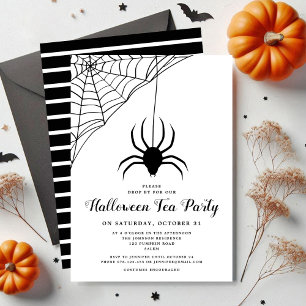 Invitation Jolie soirée de thé Halloween à l'araignée noire m