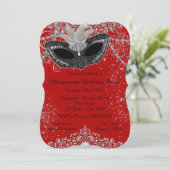 Invitation Jolie soirée masquée rouge et noire (Debout devant)