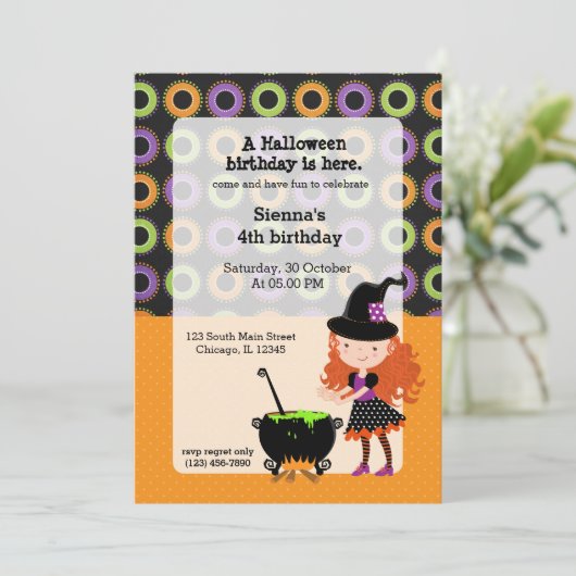 Invitation Jolie sorcière (Debout devant)