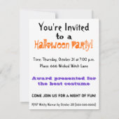 Invitation Jolie sorcière à l'oeil fille et hibou Halloween W (Dos)