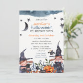 Invitation Jolie sorcière Anniversaire de enfant Halloween In (Debout devant)