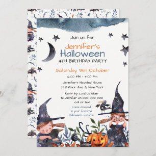 Invitation Jolie sorcière Anniversaire de enfant Halloween In