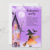Invitation Jolie Sorcière Enfants Halloween Party Purple (Devant)
