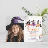 Invitation Jolie Sorcière fête Halloween Costume de fête phot (Debout devant)