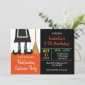 Invitation Jolie sorcière Halloween Anniversaire (Debout devant)
