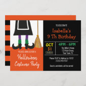 Invitation Jolie sorcière Halloween Anniversaire (Devant / Derrière)