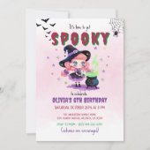 Invitation Jolie sorcière Halloween Fille fête d'anniversaire (Devant)