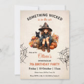 Invitation Jolie sorcière Halloween Filles Anniversaire (Devant)