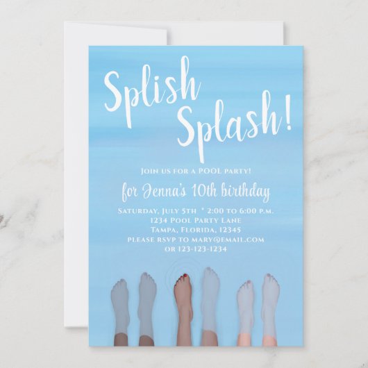 Invitation Jolie Summer Beach Lake Ocean Girly Party (Devant)