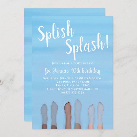 Invitation Jolie Summer Beach Lake Ocean Girly Party (Devant / Derrière)