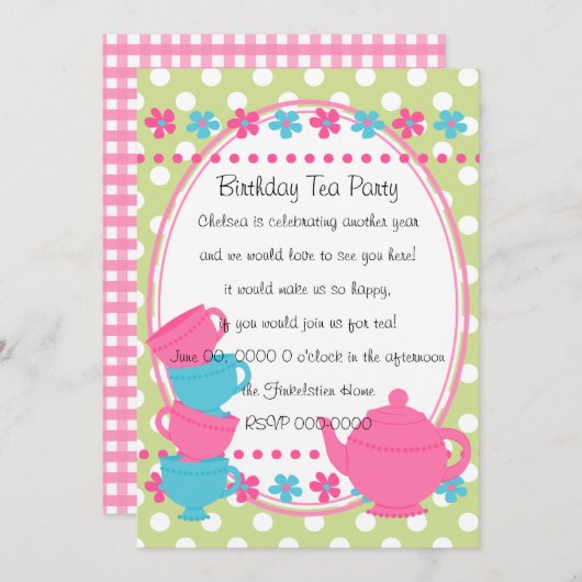 Invitation Jolie Tea Party (Devant / Derrière)