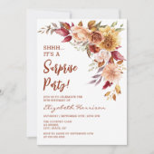 Invitation Jolie Terracotta Automne Floral Surprise Anniversa (Devant)