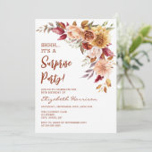 Invitation Jolie Terracotta Automne Floral Surprise Anniversa (Debout devant)