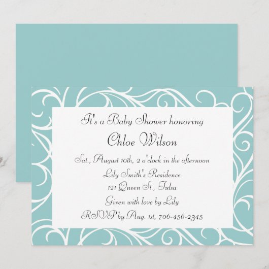 Invitation Jolie torquoise (Devant / Derrière)