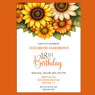 Invitation Jolie Tournesol 18e Anniversaire