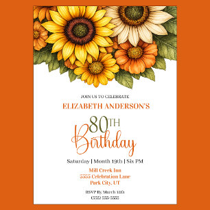 Invitation Jolie Tournesol 80e Anniversaire