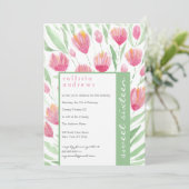 Invitation Jolie Tulipe verte rose Florale Aquarelle douce 16 (Debout devant)