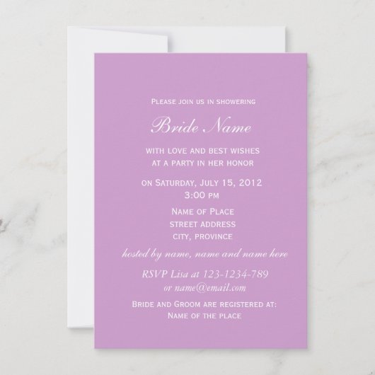Invitation Jolie tulipe violette fleur douche de mariage (Devant)