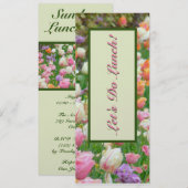 INVITATION JOLIE TULIPS PASTEL/"ON DÉJEUNER"/PERSONNALISABLE (Devant / Derrière)