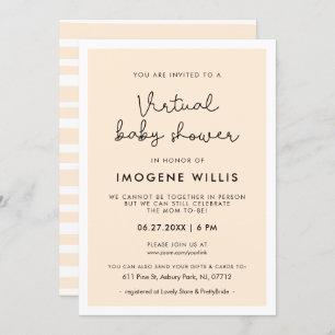 Invitation Jolie typographie blanche Baby shower virtuel